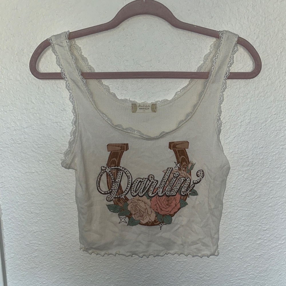 Altar'd State Cream Graphic Crop Top